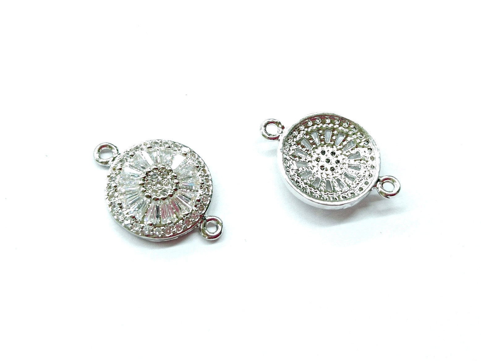 Cubic Zirconia Link, 15mm Round, Price Per Piece - amakeit bead 天富