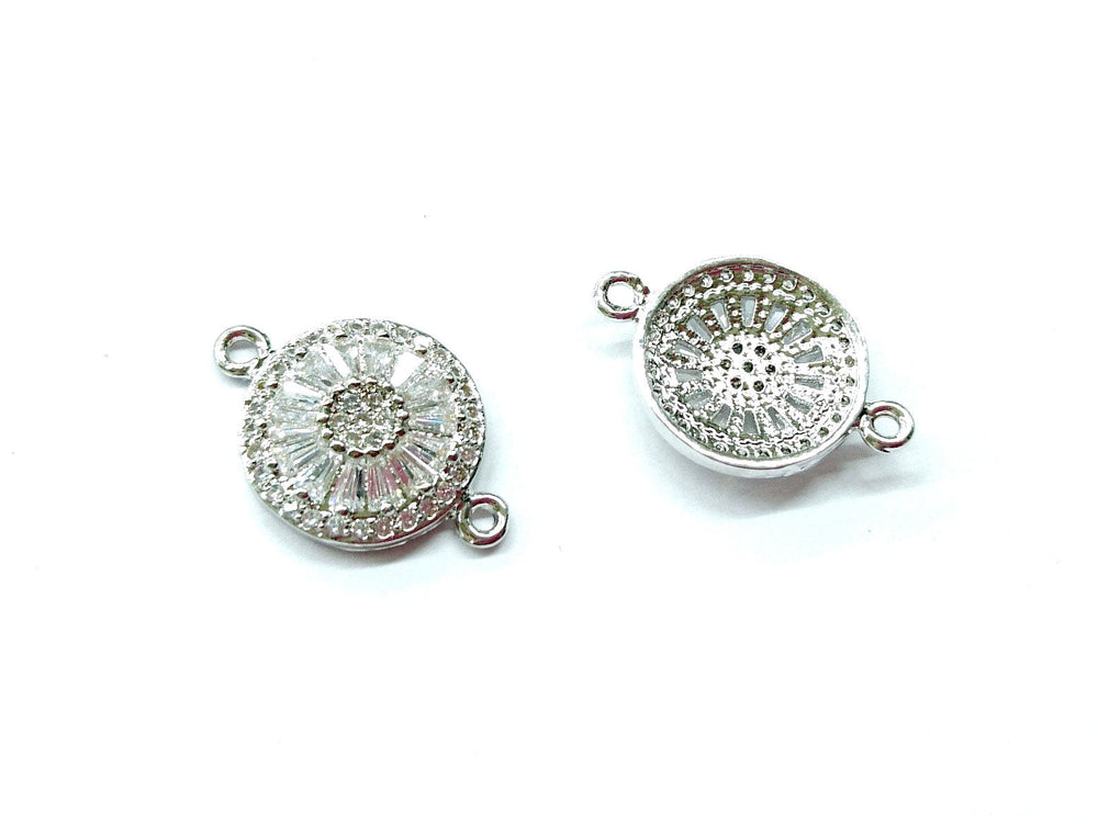 Cubic Zirconia Link, 15mm Round, Price Per Piece - amakeit bead 天富