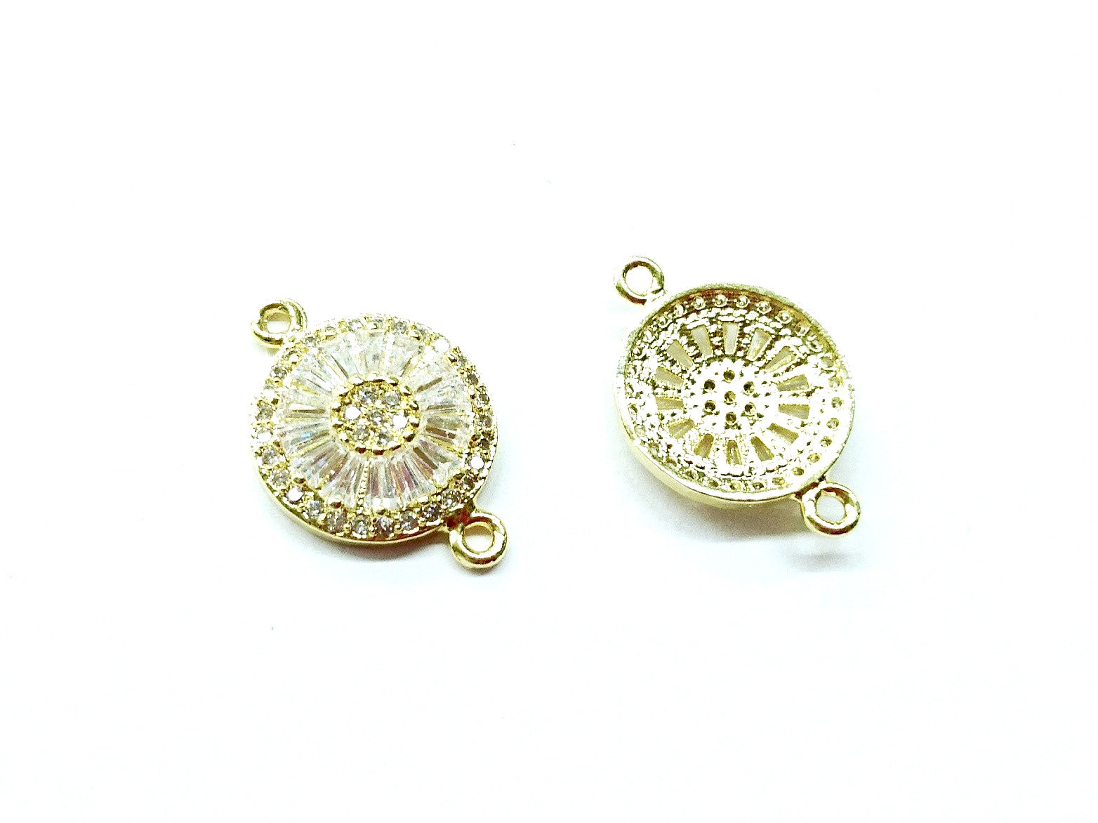 Cubic Zirconia Link, 15mm Round, Price Per Piece - amakeit bead 天富