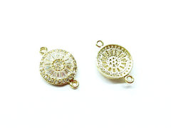 Cubic Zirconia Link, 15mm Round, Price Per Piece - amakeit bead 天富