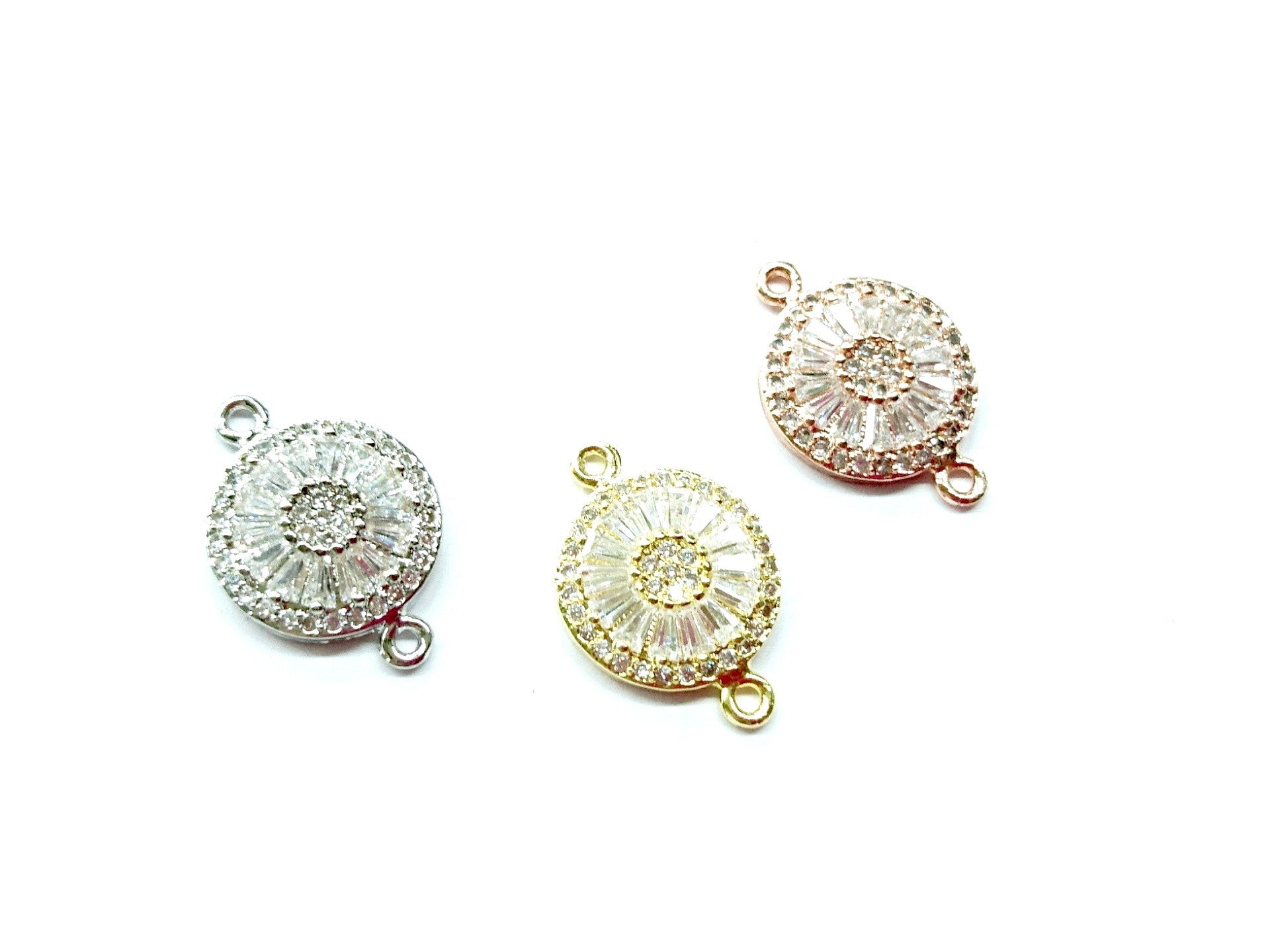 Cubic Zirconia Link, 15mm Round, Price Per Piece - amakeit bead 天富