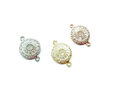 Cubic Zirconia Link, 15mm Round, Price Per Piece - amakeit bead 天富