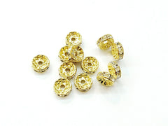 4x10mm Rhinestone rondelle spacer beads, 10 Pcs - amakeit bead 天富