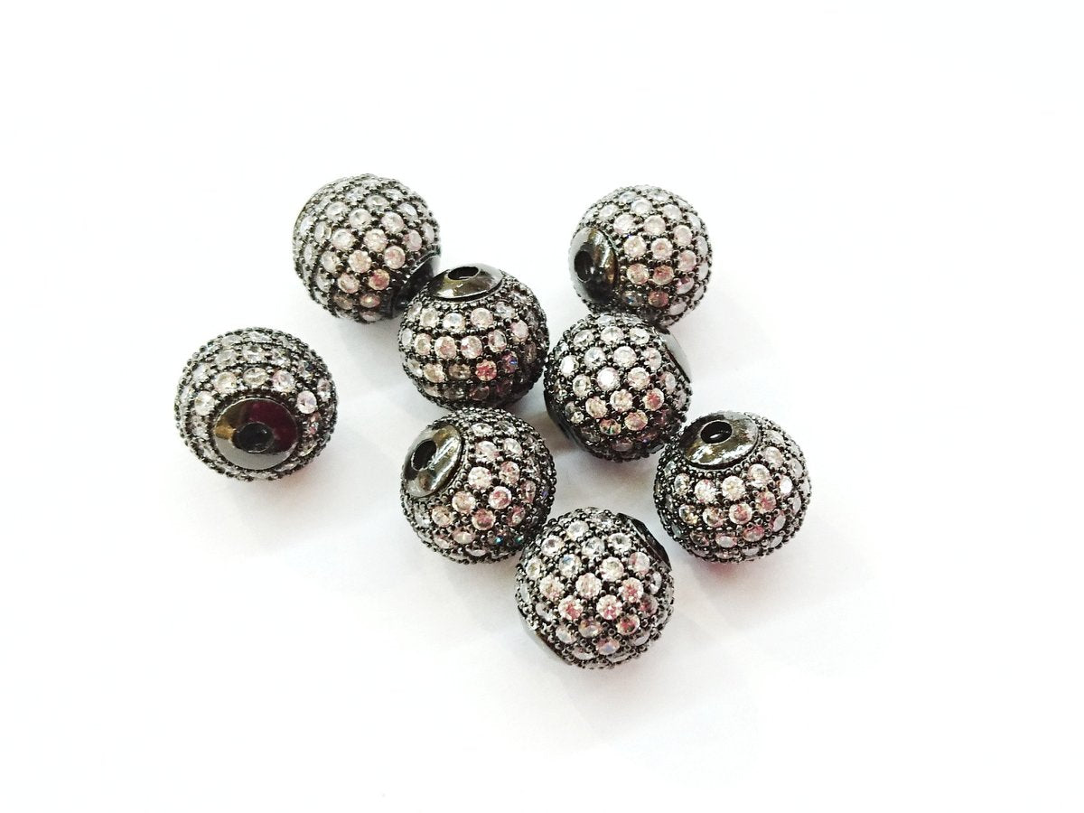 Cubic Zirconia Brass Beads, 10mm, Round, 1 Pc | 方晶鋯石銅珠, 10mm, 圓, 1個
