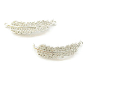 Cubic Zirconia Link, 8x30mm Leaf, Price Per Piece - amakeit bead 天富