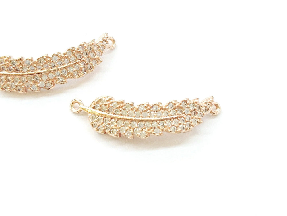 Cubic Zirconia Link, 8x30mm Leaf, Price Per Piece - amakeit bead 天富