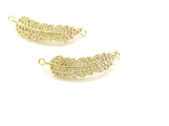 Cubic Zirconia Link, 8x30mm Leaf, Price Per Piece - amakeit bead 天富