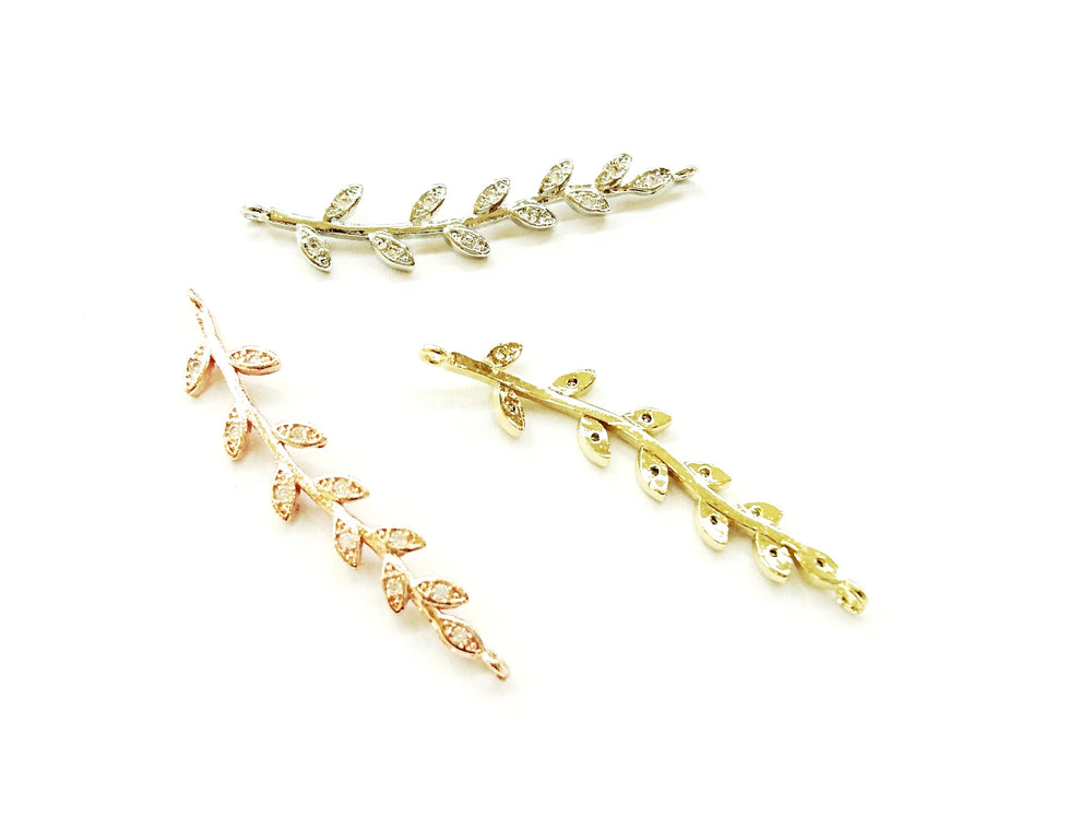 Cubic Zirconia Link, 7x36mm leaf, Price Per Piece - amakeit bead 天富