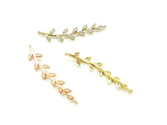 Cubic Zirconia Link, 7x36mm leaf, Price Per Piece - amakeit bead 天富