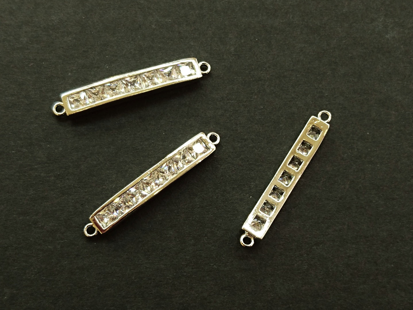Cubic Zirconia Link, 4x29mm Rectangle, Price Per Piece - amakeit bead 天富