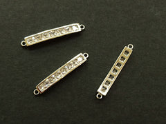 Cubic Zirconia Link, 4x29mm Rectangle, Price Per Piece - amakeit bead 天富