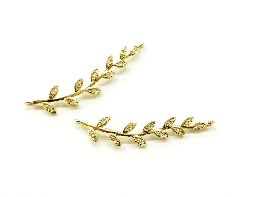 Cubic Zirconia Link, 7x36mm leaf, Price Per Piece - amakeit bead 天富