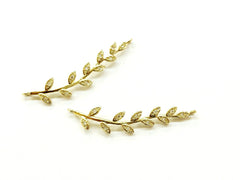 Cubic Zirconia Link, 7x36mm leaf, Price Per Piece - amakeit bead 天富