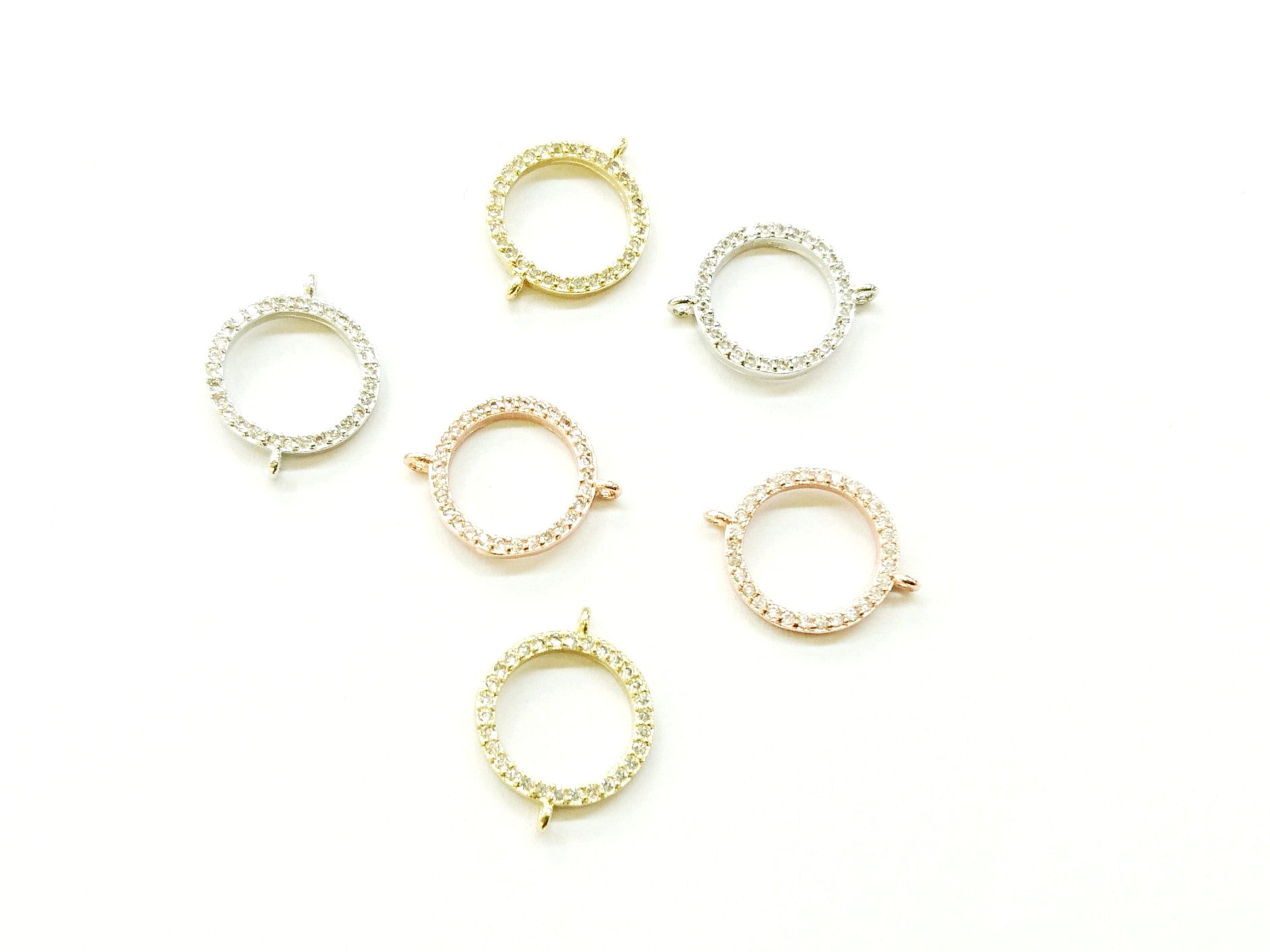 Cubic Zirconia Link, 13mm Circle, Price Per Piece - amakeit bead 天富