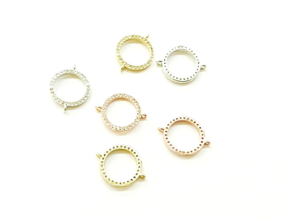 Cubic Zirconia Link, 13mm Circle, Price Per Piece - amakeit bead 天富