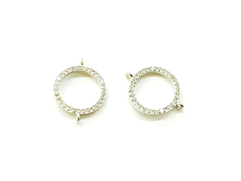 Cubic Zirconia Link, 13mm Circle, Price Per Piece - amakeit bead 天富
