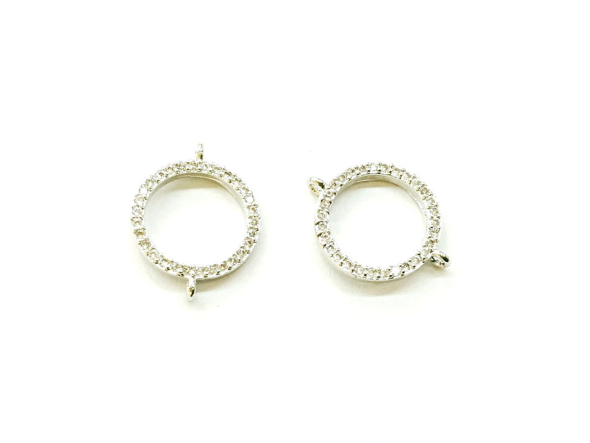 Cubic Zirconia Link, 13mm Circle, Price Per Piece - amakeit bead 天富