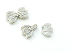 Snap Clasp, 13x25mm, Lotus Flower, Clear Cubic Zirconia, Price Per Piece - amakeit bead 天富