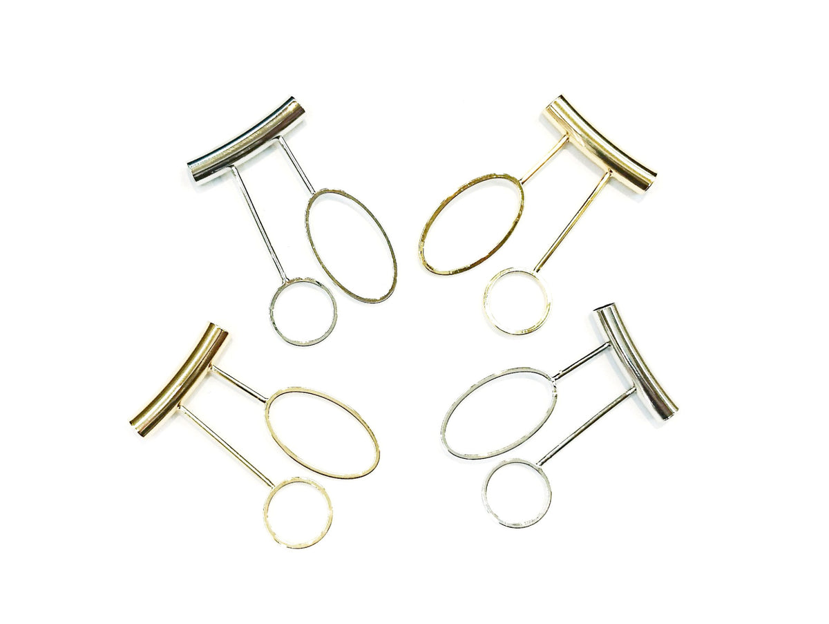 Brass findings, 25x5x44mm, T-shape, Circle, Price Per 2 Pieces - amakeit bead 天富