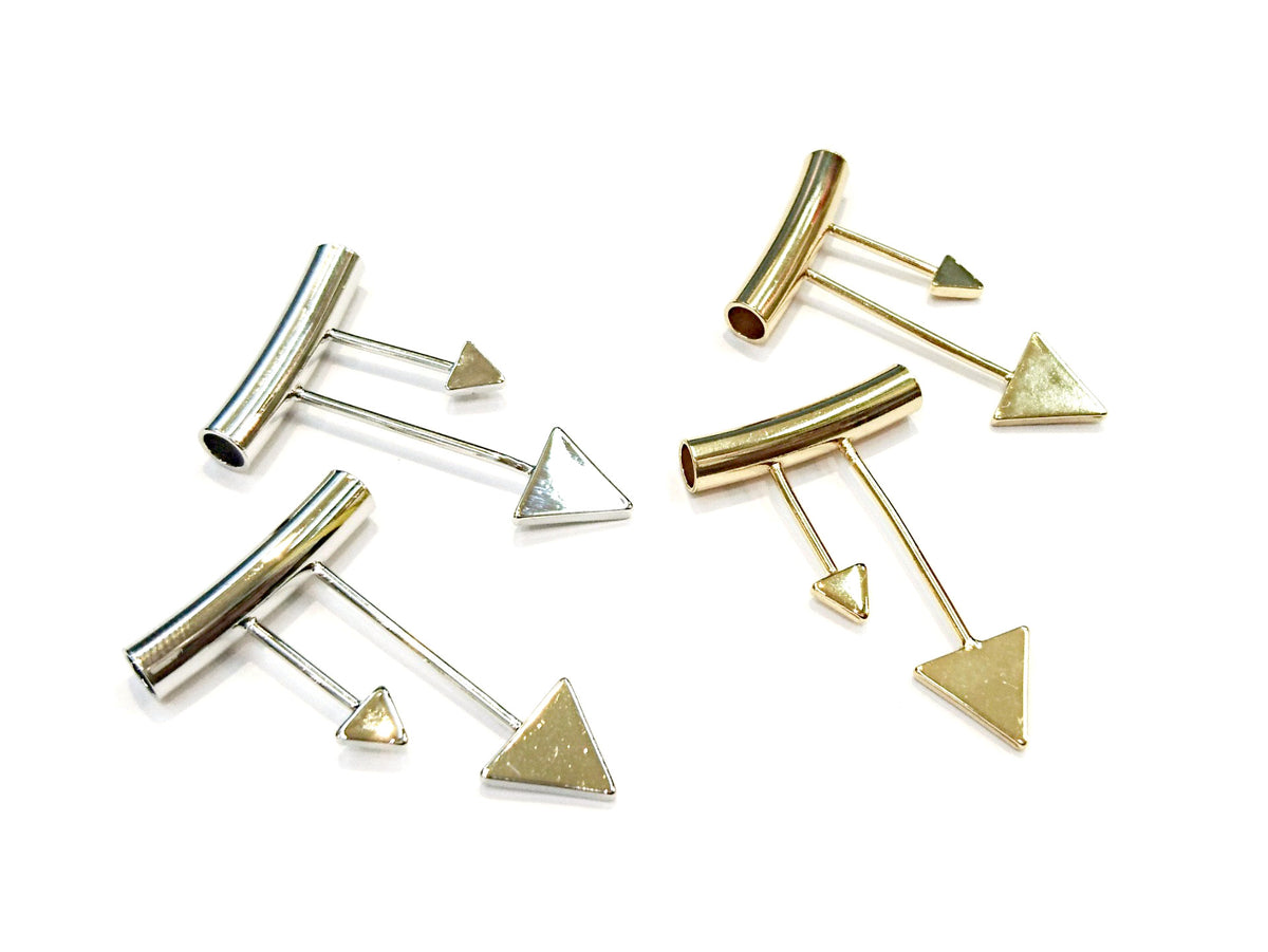 Brass findings, 25x5x39mm, T-shape, Arrow, Price Per 2 Pieces - amakeit bead 天富