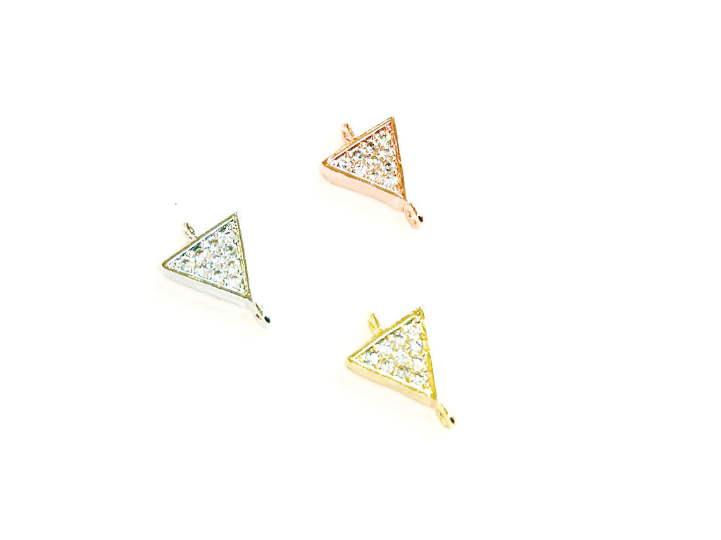 Cubic Zirconia Link, 8x11mm Triangle Charm, Price Per Piece - amakeit bead 天富
