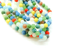 Glass beads, 8mm Round, 96 facets cut, assorted color set, price per strand - amakeit bead 天富
