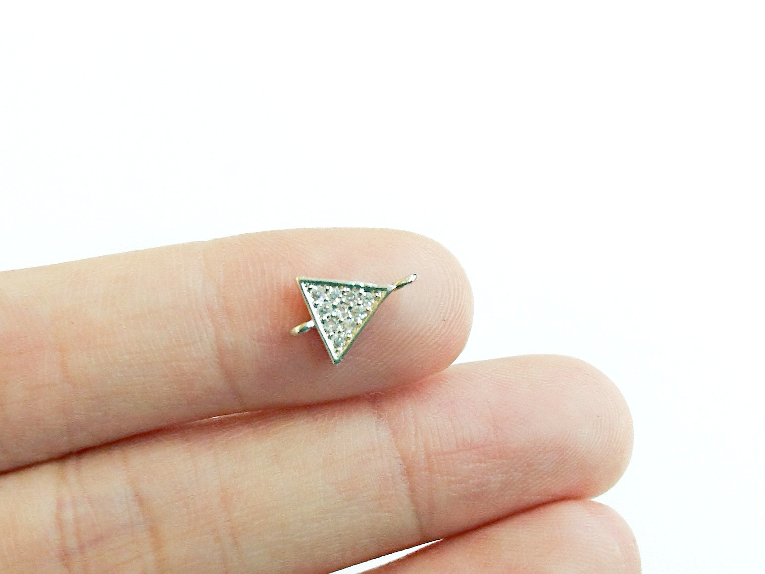 Cubic Zirconia Link, 8x11mm Triangle Charm, Price Per Piece - amakeit bead 天富