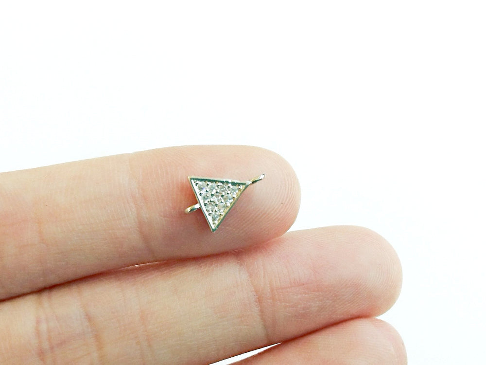 Cubic Zirconia Link, 8x11mm Triangle Charm, Price Per Piece - amakeit bead 天富