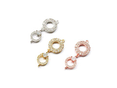 Connector, Brass, Cubic Zirconia, 10x25mm, Circles, 1 Pc | 銅連接配件, 方晶鋯石, 10x25mm, 圓, 1個