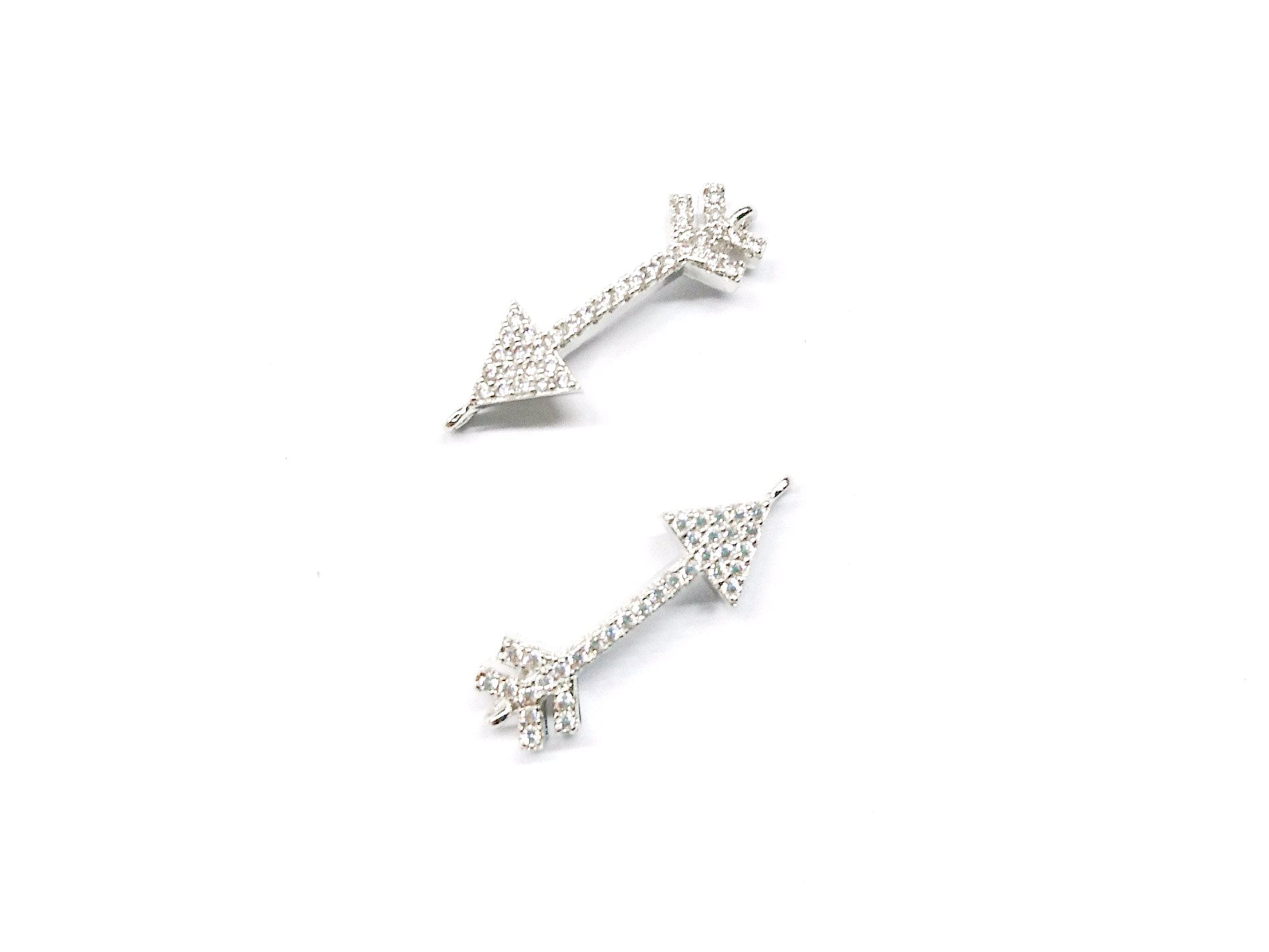 Connector, Brass, Cubic Zirconia, 7x22mm, Arrow, 1 Pc | 銅連接配件, 方晶鋯石, 7x22mm, 箭頭, 1個