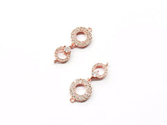 Connector, Brass, Cubic Zirconia, 10x25mm, Circles, 1 Pc | 銅連接配件, 方晶鋯石, 10x25mm, 圓, 1個