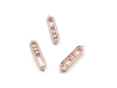 銅連接配件, 方晶鋯石, 16x20mm, 橢圓形, 滑動方晶鋯石, 1個