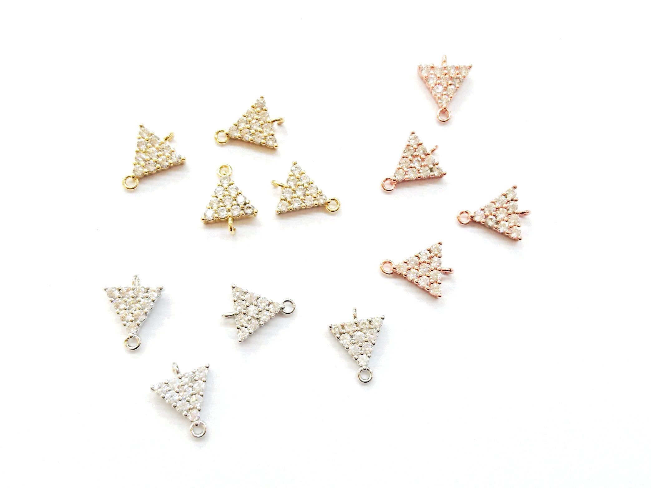 銅連接配件, 方晶鋯石, 8x11mm, 三角形, 1個