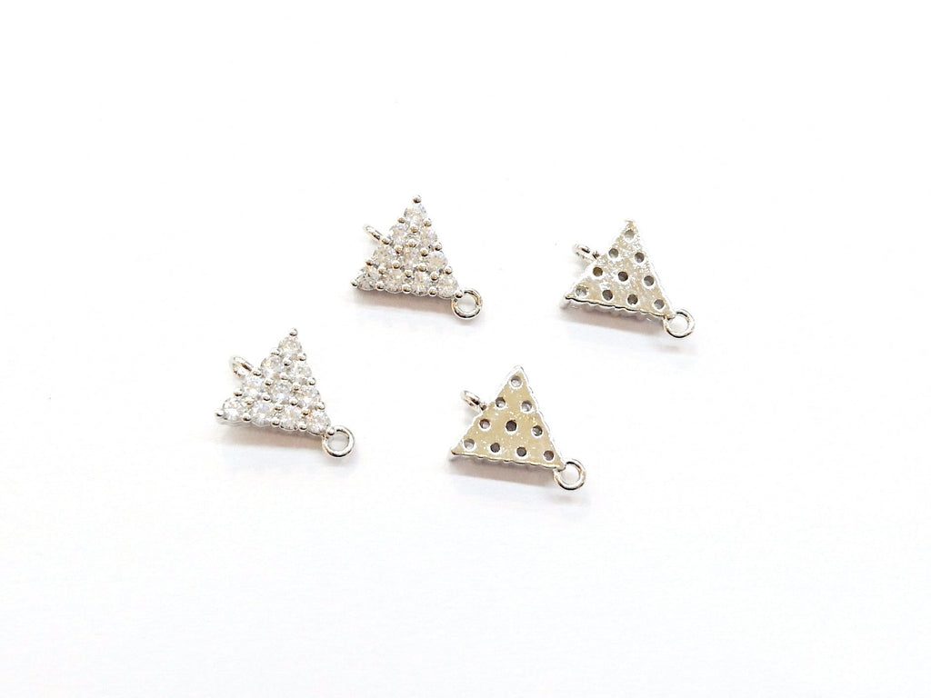 銅連接配件, 方晶鋯石, 8x11mm, 三角形, 1個