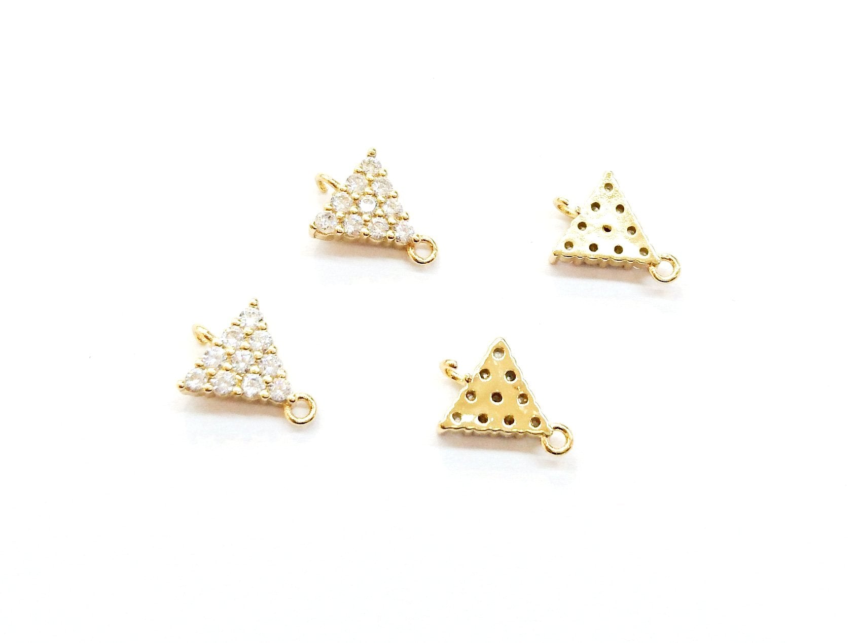 銅連接配件, 方晶鋯石, 8x11mm, 三角形, 1個