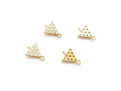 銅連接配件, 方晶鋯石, 8x11mm, 三角形, 1個