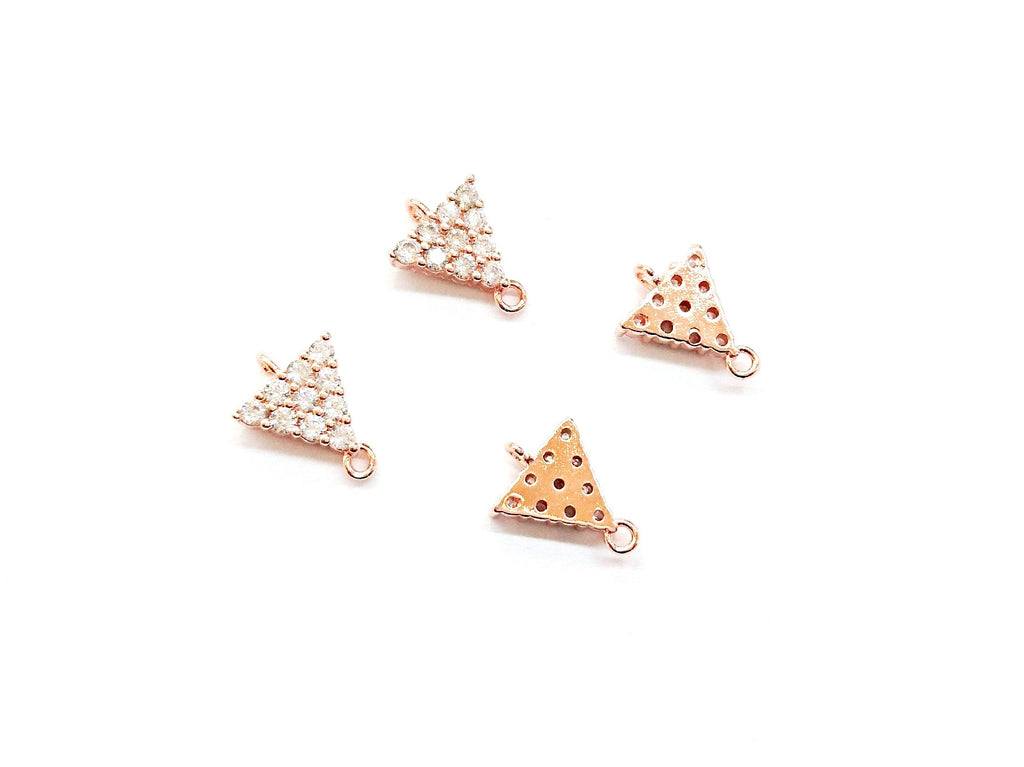 銅連接配件, 方晶鋯石, 8x11mm, 三角形, 1個