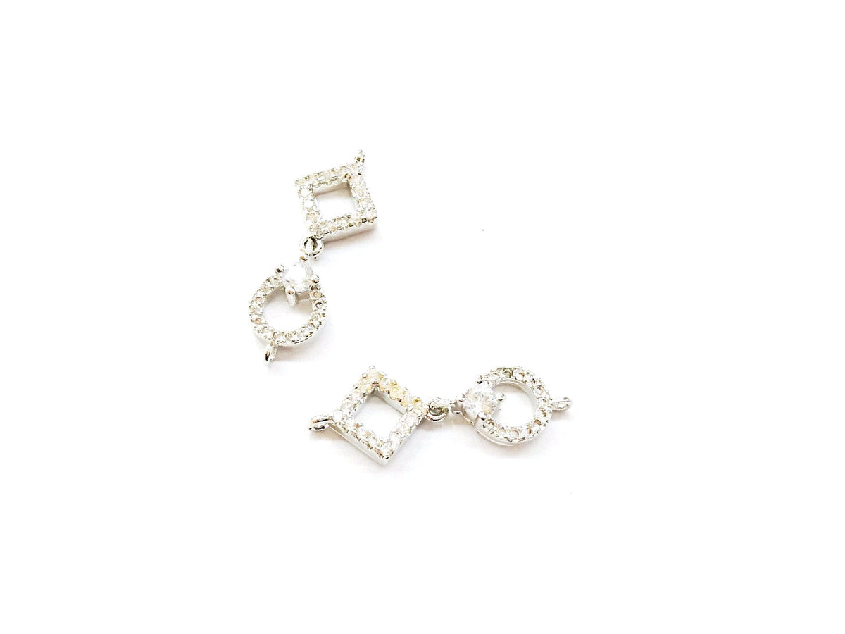 Connector, Brass, Cubic Zirconia, 9x24mm, 1 Pc | 銅連接配件, 方晶鋯石, 9x24mm, 1個