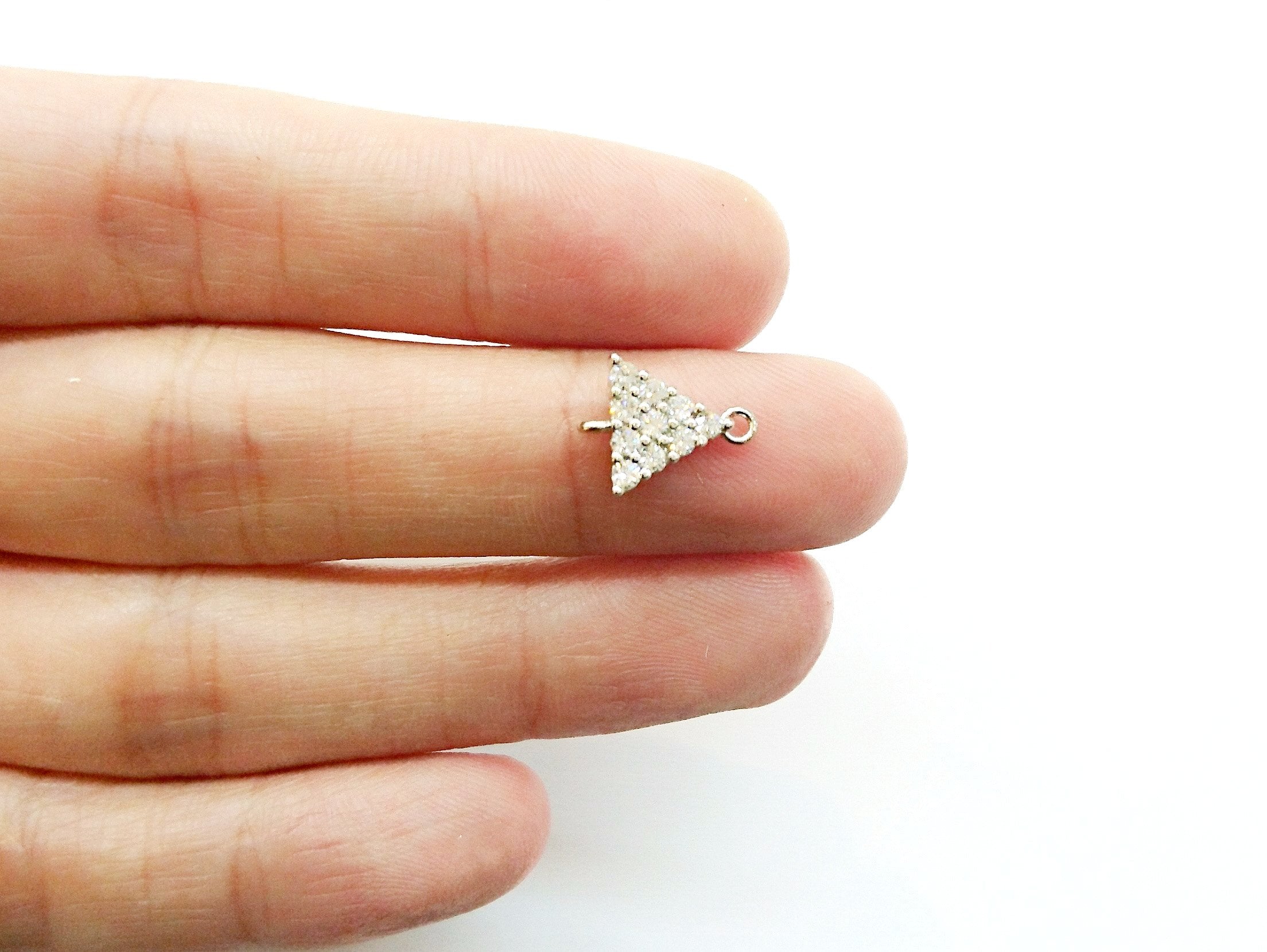 銅連接配件, 方晶鋯石, 8x11mm, 三角形, 1個