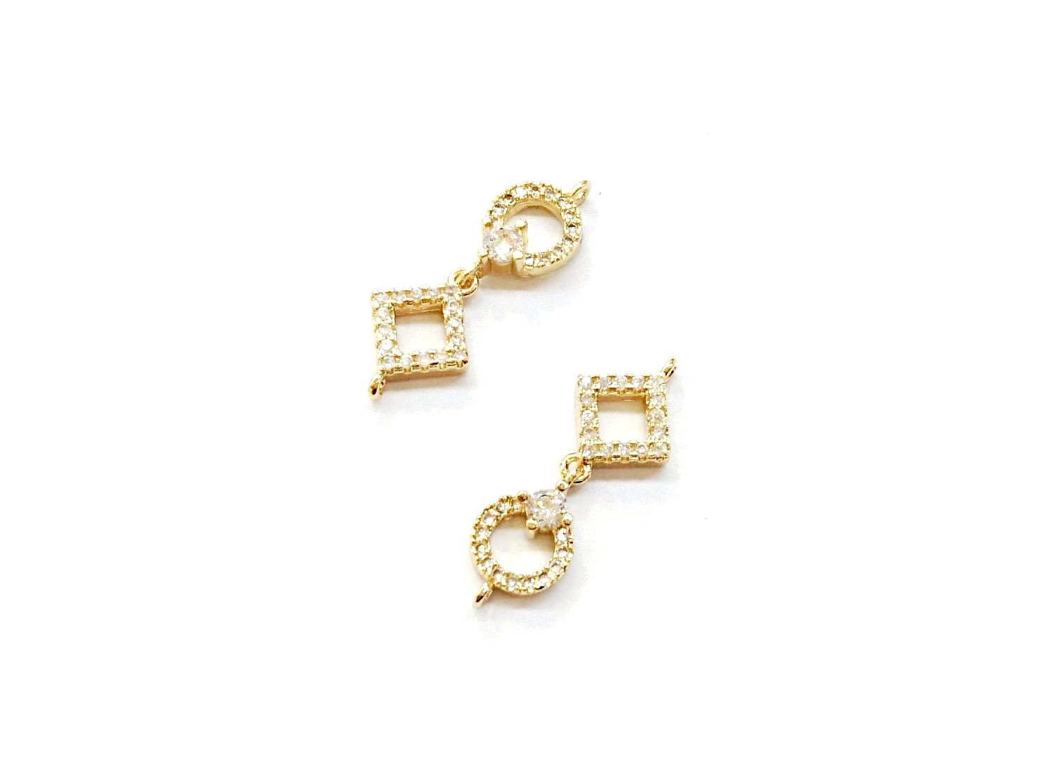 Connector, Brass, Cubic Zirconia, 9x24mm, 1 Pc | 銅連接配件, 方晶鋯石, 9x24mm, 1個