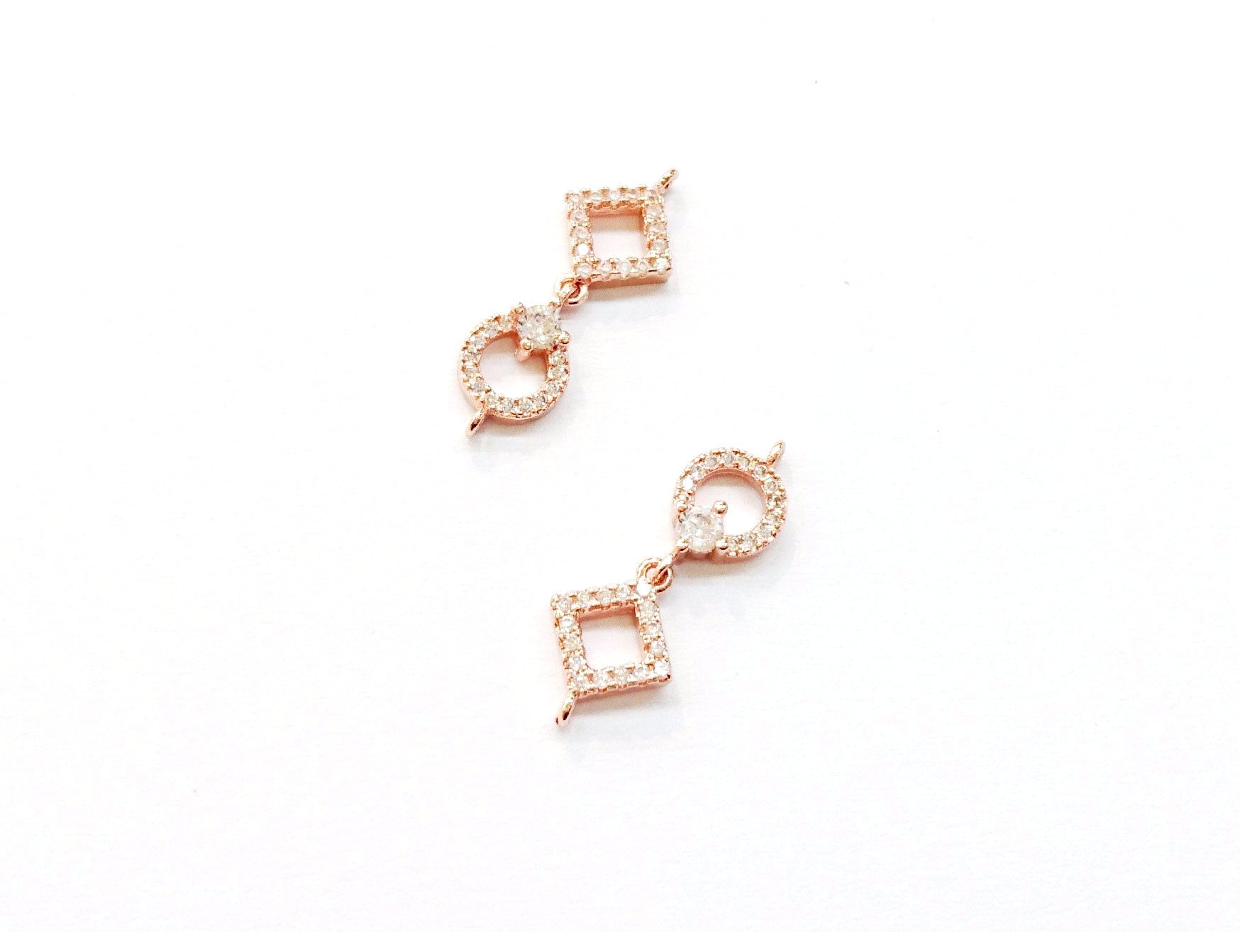 Connector, Brass, Cubic Zirconia, 9x24mm, 1 Pc | 銅連接配件, 方晶鋯石, 9x24mm, 1個