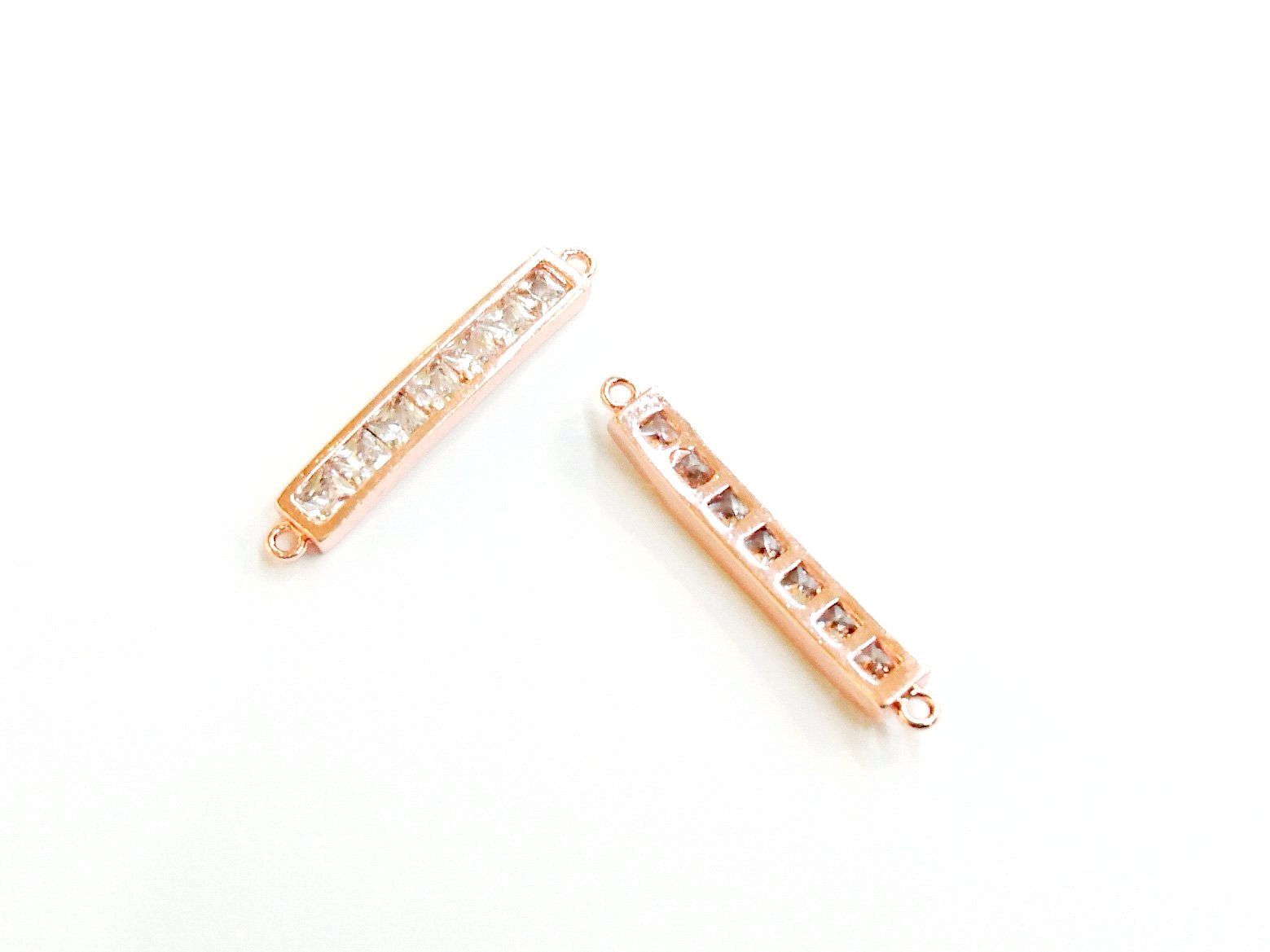 Connector, Brass, Cubic Zirconia, 4x29mm, Bar, 1 Pc | 銅連接配件, 方晶鋯石, 4x29mm, 長條, 1 個