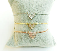 銅連接配件, 方晶鋯石, 9x12.5mm, 心形, 1 個