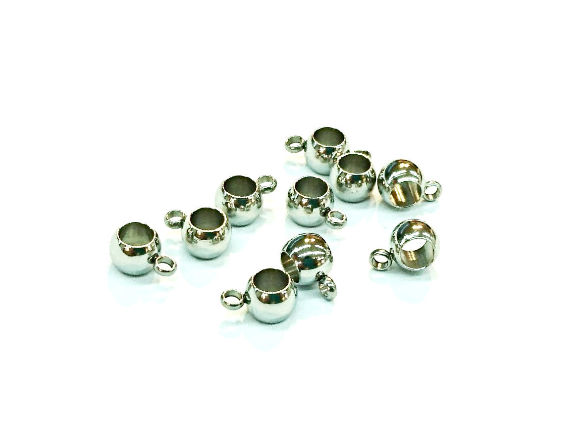 不鏽鋼珠帶吊圈，5x6.5x10mm, 6.5mm孔, 4個