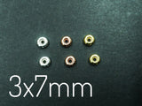 Sterling Silver Stopper Spacer Beads, 3x7mm, Rondelle, 2 Pieces | 925銀隔珠, 可定位, 2粒
