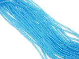 Glass beads, 2x3mm faceted rondelle, Translucent Sky Blue (#55) | 玻璃珠, 2x3mm, 切面扁珠, 果凍天藍色 (#55)