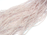 Glass beads, 2x3mm faceted rondelle, opaque light pink, Lustre (#66L) | 玻璃珠, 2x3mm, 切面扁珠, 鍍面果凍淺粉紅色 (#66L)