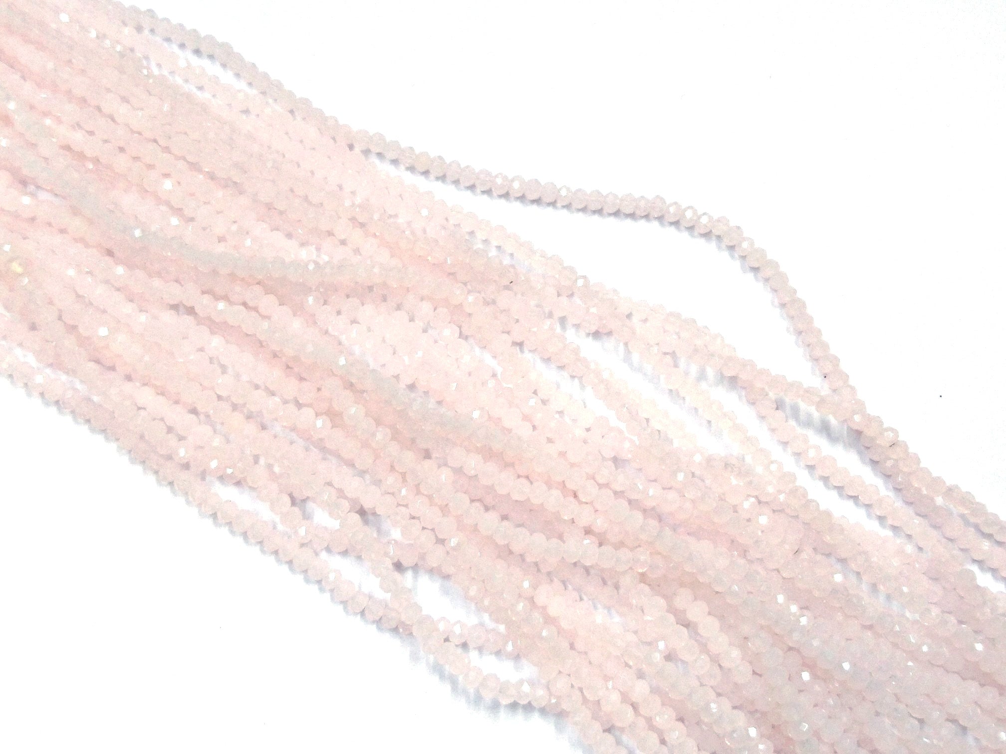 玻璃珠, 2x3mm, 切面扁珠, 果凍淺粉紅色 (#66)