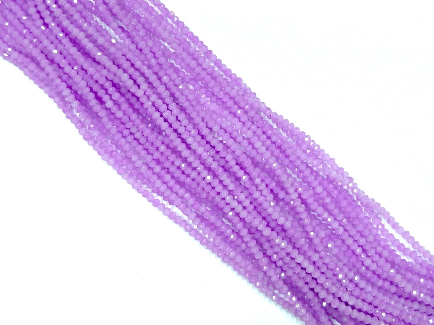 玻璃珠, 2x3mm, 切面扁珠, 鮮紫色 (染色)
