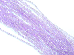 玻璃珠, 2x3mm, 切面扁珠, 透明淺紫色 (染色)